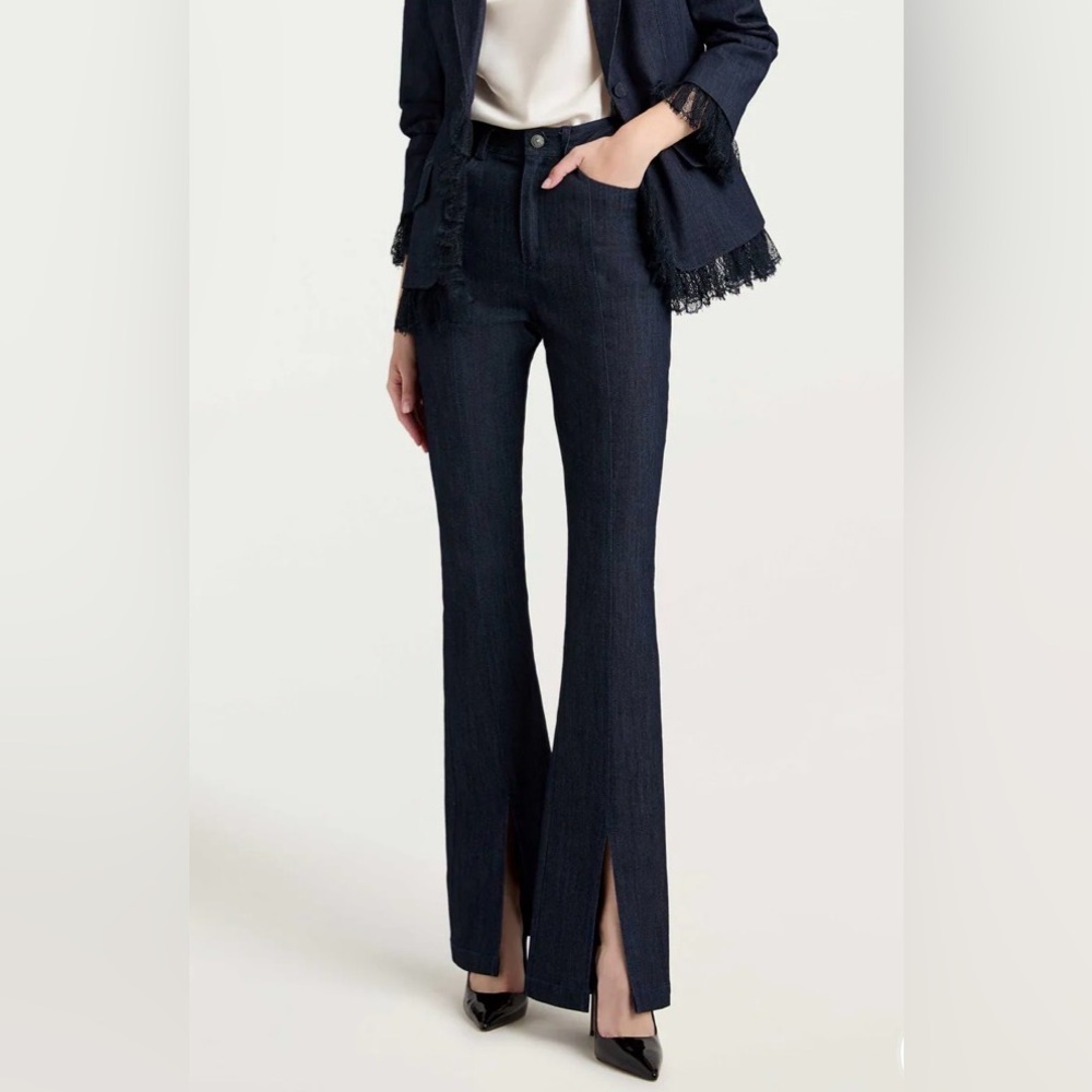 NWT 5à7 Cinq à Sept Shanis high-rise slit-cuff denim bootcut pants​​